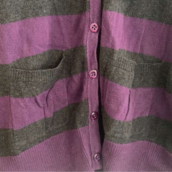 NOLLIE || Purple Gray Stripe Boyfriend Cardigan || size Large - Picture 5 of 6